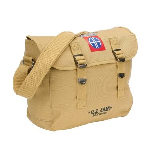 Canvas shoulder bag WW2 vintage 82nd Airborne M1936 musette bag 32X12X24 cm 10L