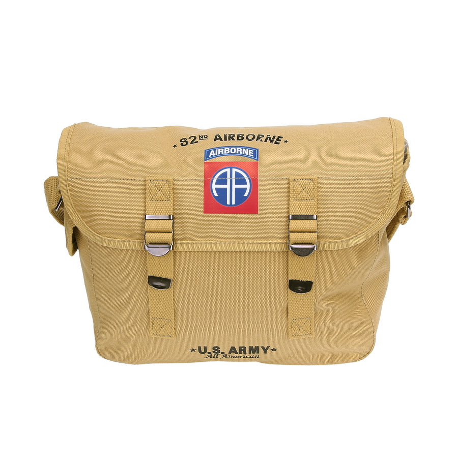 Canvas shoulder bag WW2 vintage 82nd Airborne M1936 musette bag 32X12X24 cm 10L