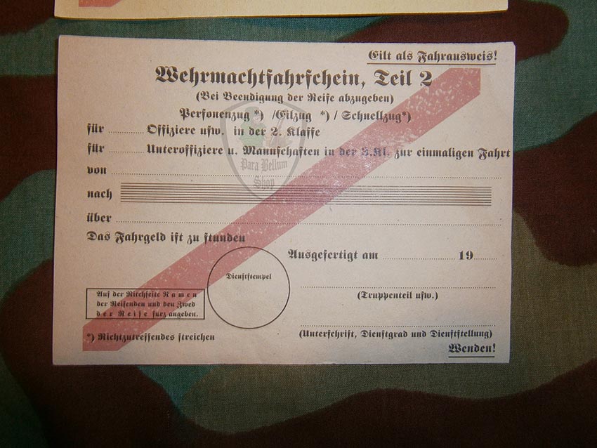 Wehrmacht train ticket