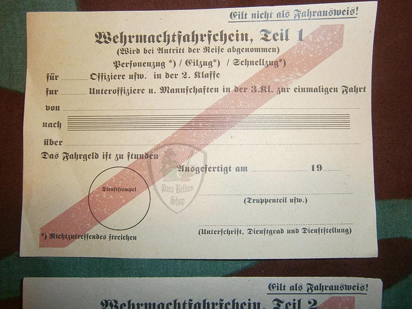 Wehrmacht train ticket