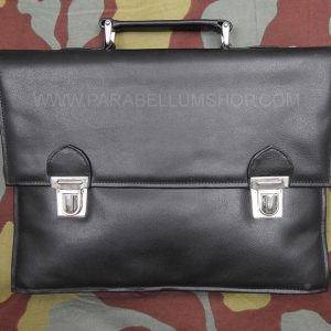 German original NVA black leather documents bag case - USED