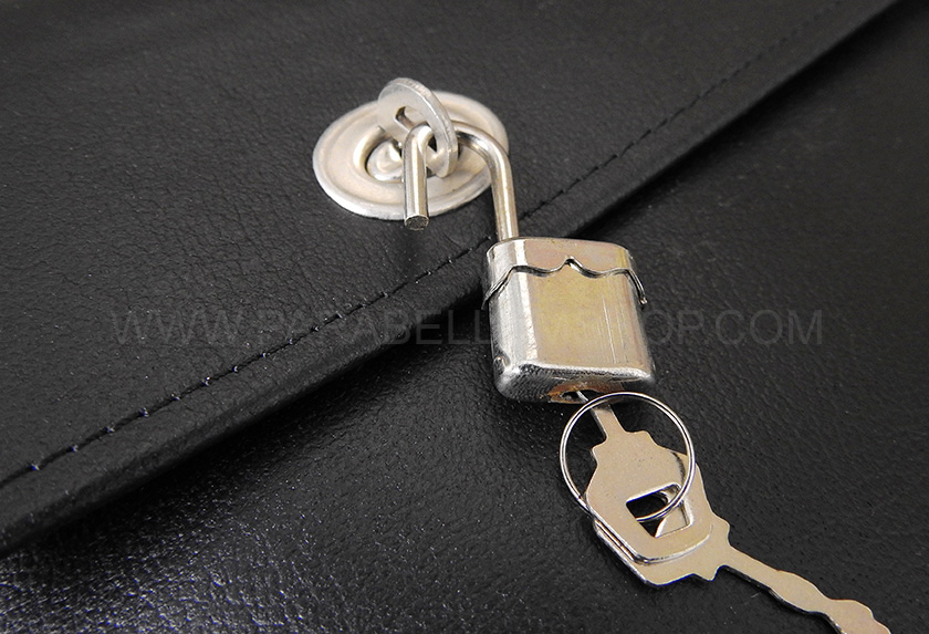 German original NVA black leather documents bag case - USED