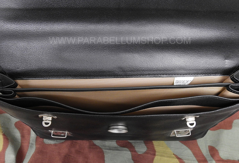 German original NVA black leather documents bag case - USED