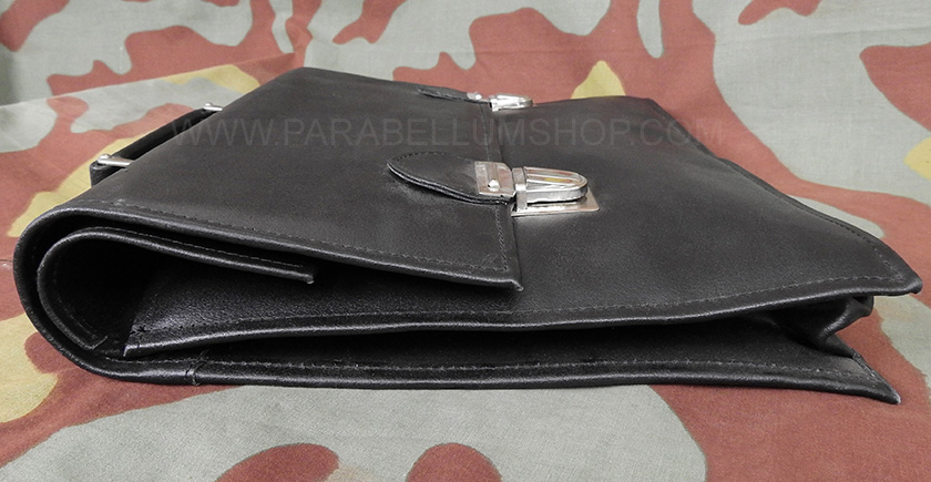 German original NVA black leather documents bag case - USED