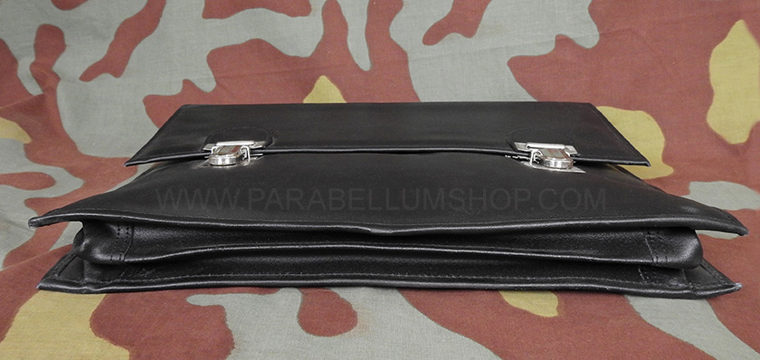 German original NVA black leather documents bag case - USED