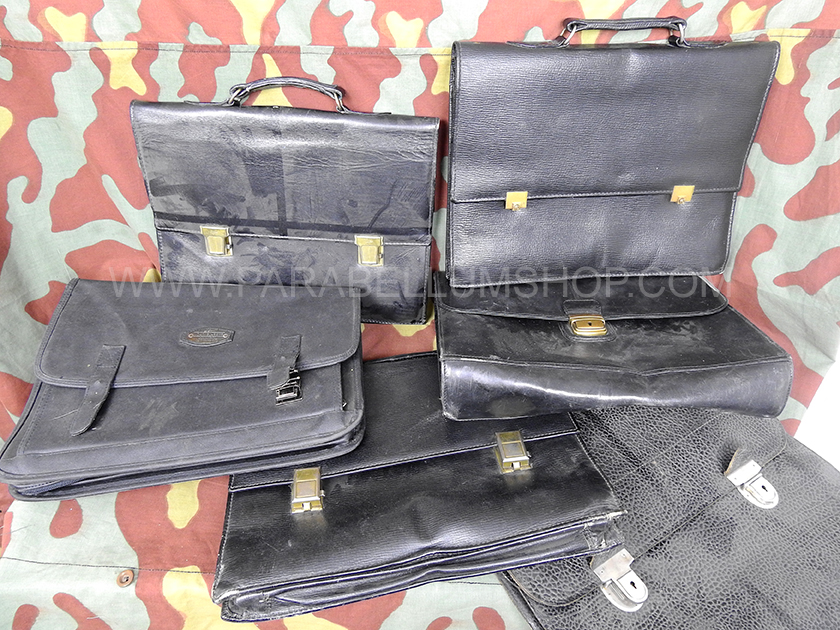 German original NVA black leather documents bag case - USED