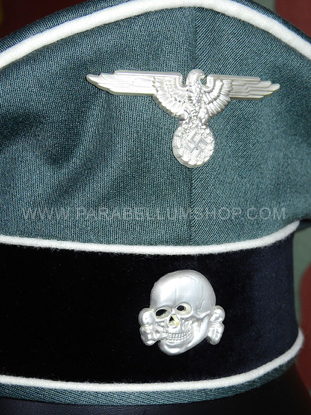 WW2 German officer Waffen SS Crusher cap -gabardine wool and leather visor - Erel by Robert Lubstein