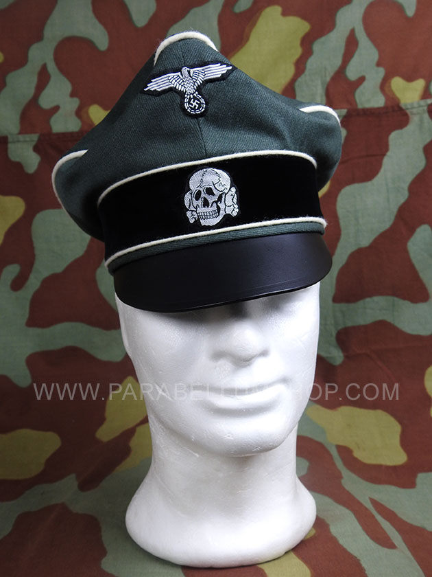 WW2 German officer Waffen SS Crusher cap -gabardine wool and leather visor - Erel by Robert Lubstein