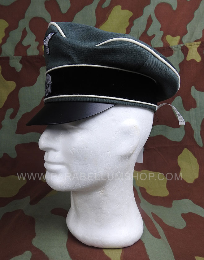 WW2 German officer Waffen SS Crusher cap -gabardine wool and leather visor - Erel by Robert Lubstein