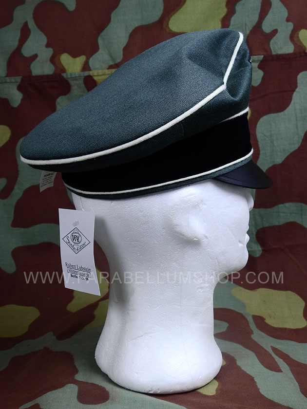 WW2 German officer Waffen SS Crusher cap -gabardine wool and leather visor - Erel by Robert Lubstein