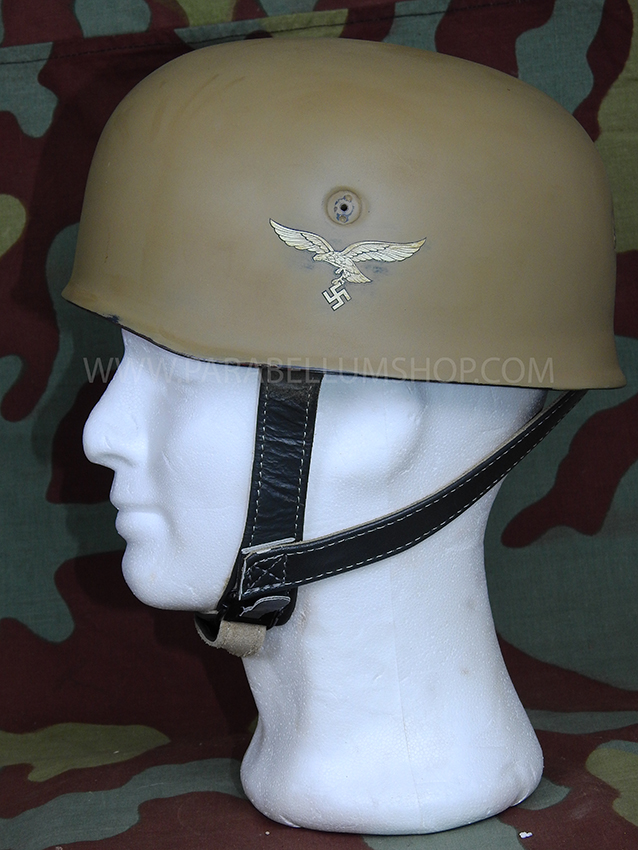 German WW2 paratroopers M38 helmet in tropical tan camo - Fallschirmjager German WW2 paratroopers M38 helmet in tropical tan camo - Fallschirmjager