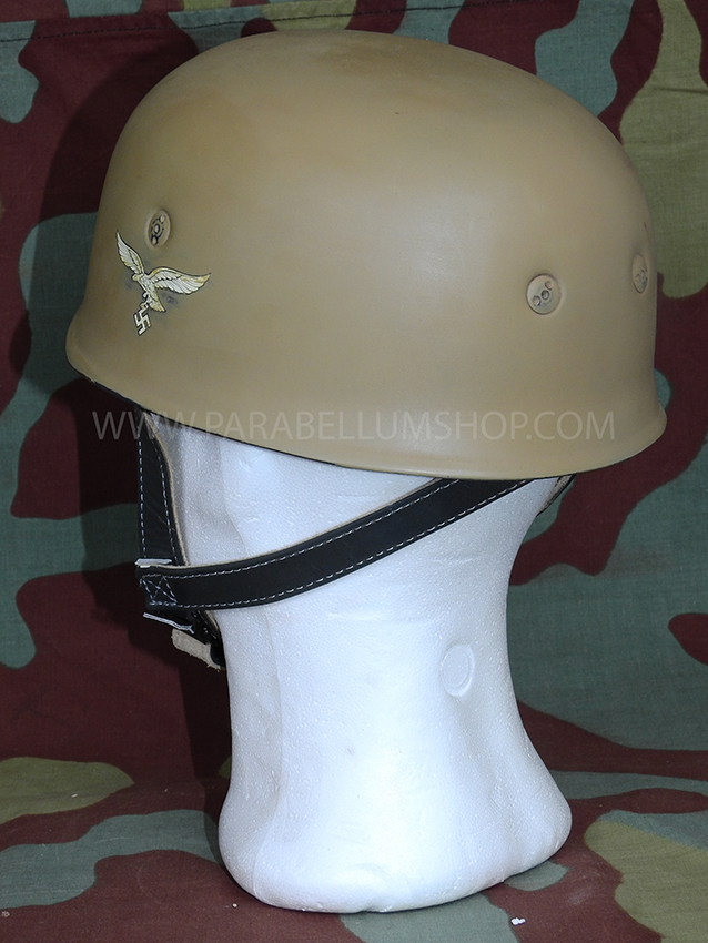 German WW2 paratroopers M38 helmet in tropical tan camo - Fallschirmjager German WW2 paratroopers M38 helmet in tropical tan camo - Fallschirmjager