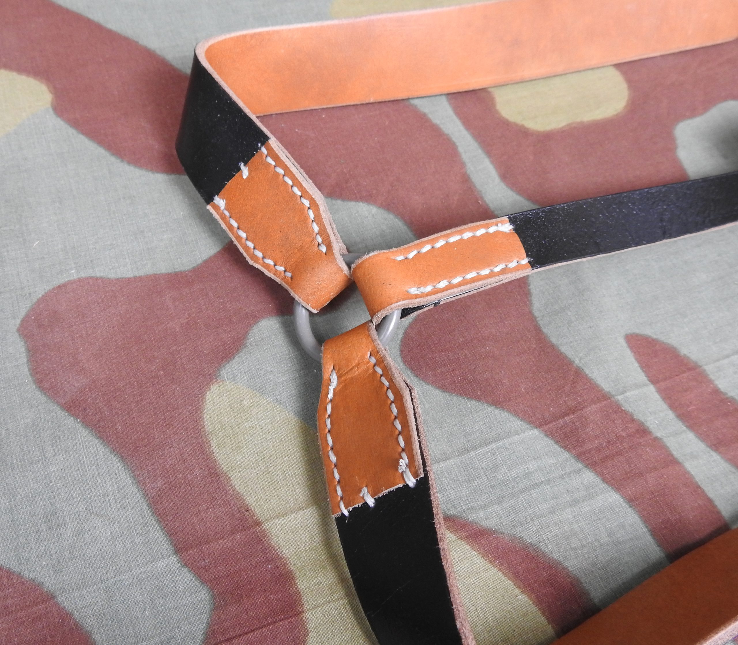 WW2 German black leather suspenders for Officer artillery cavalry and Luftwaffe